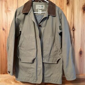 L.L. Bean Olive Green Jacket with Brown Collar